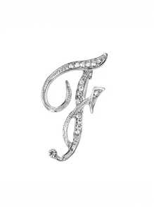 1 件 A-Z 字母水钻胸针 - 欧式风格，合金材质，镶嵌闪亮宝石，时尚别针，适合西装、衬衫、夹克、连衣裙、西装外套和毛衣，适合日常通勤、商务会议、约会和活动办公室配饰珠宝圣诞节万圣节衣服别针有趣可爱的教师礼物 - 銀色 - 查看 17