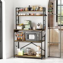 Devoko Backers Rack With Power Outlet, 39.4" W Kitchen Microwave Stand With 8 S-Shaped Hooks, 5 Tiers Coffee Bar Station Storage Shelf For Spices, Pots - Xem 5