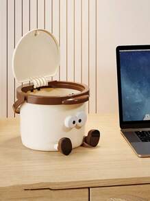 1pc桌面垃圾桶/按压式创意家居/宿舍/卧室/客厅使用，可爱大容量卡通纸篓