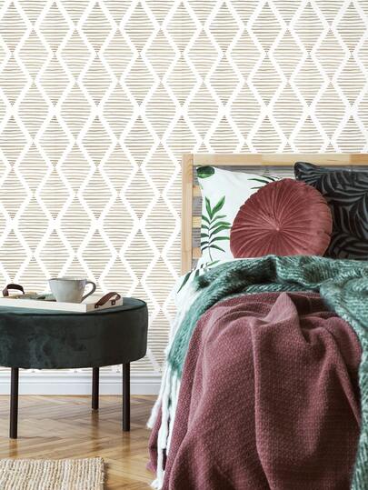 Roll 1m/3m/5m Retro Diamond Gestreepte Minimalist Wand Wallpaper, Removable Self Adhesive Vinyl DIY Home Bedroom, Kitchen, Living Room, Bathroom, Cabinet, Furniture Renewal Paper Stickers Room Wallpaper Bedroom Kitchen view 4