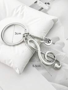 1pc Creative Music Lover Gift Personalized Music Note Metal Keychain, Car Accessory, Hanging Music Symbol Keyring - Multicolor - View 4