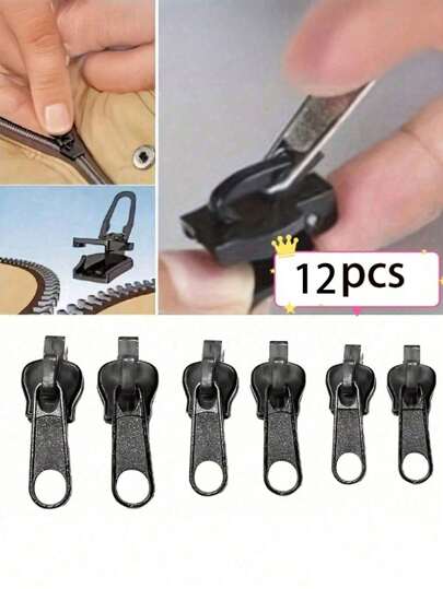 Universal Zipper Puller Replacement Kit, Replaceable Zippers, With Universal Design And Multiple Sizes, Multiple Sizes Instant Repair, Suitable For Clothing And Luggage, Easy-To-Install Zipper Repair Accessories, Black And Coffee