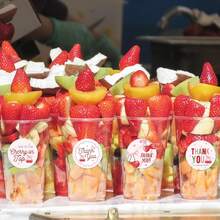 500 张/卷可爱粉色樱桃感谢自粘贴纸、派对密封标签、生日派对用品、PVC 贴纸密封、1 英寸圆形 6 种水果图案装饰贴纸 - 彩色 - 查看 5