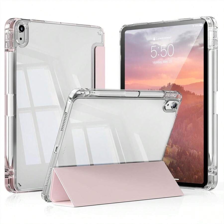 1PC Tablet Protective Case,Compatible With Apple IPad 9.7/10.2/10.5/10.9/12.9/Pro/Mini,Ipad Case 10th Generation, Air 11inch, Compatible With Samsung Galaxy Tab S6 Lite 10.4 Inch,Soft Anti-Fall Protection,Smart Stand/Automatic Wake Up/Sleep - Ốp lưng iPad BP màu hồng - Xem 1