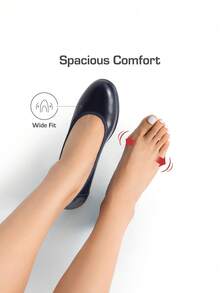 Women's Chunky Round Toe Low Block Heels Work Pumps Elegant Comfortable Solid Color Slip On Wedding Office Gift Festival Shoes - 藏蓝色 - 查看 6