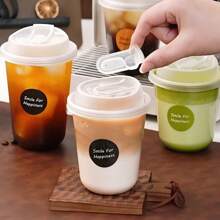 10pcs 20Pcs 50pcs/Set 360/400/420/500/520ml Plastic Drinking Cups With Lids Disposable Cups For DIY Iced Coffee Smoothie Cold Drinks Thick Direct Drinking Cup Milkshake Hot Coco Birthday Party Supplies With Random Kawaii Sticks