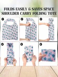 1pc Reusable Grocery Shopping Bag,Foldable Tote Bag With Handles,Large Capacity Shopper Bag,Foldable Tote Bag,Multi Functional Storage Bag,Shopping Bag, Folding Bags,Supermarket Shopping Bags,Creative Portable Printed Hand-Held Storage Bags,For Carrying Groceries, Shopping