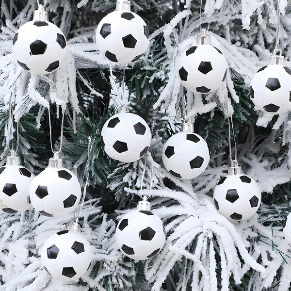 12pcs Christmas Ball Ornaments, Gift For Football Fans, Shatterproof Christmas Decoration Set, Christmas Tree Hanging Decor, Suitable For Wedding, Valentine's Day, Carnival, Easter, St. Patrick's Day, Halloween Party Decoration