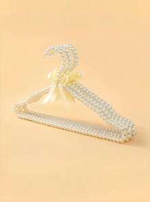 1 件仿珍珠衣架蝴蝶结衣架优雅收纳衣夹新娘婚纱衣架塑料衣架公主家居装饰 - 白色 - 查看 17