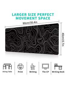 1 pieza Alfombrilla de ratón extra grande con textura de líneas abstractas minimalista, tamaño 900*400*2mm, alfombrilla de ratón para e-sports extra grande/productos electrónicos/suministros de oficina/alfombrilla de ratón y reposamuñecas - Negro - Ver 11