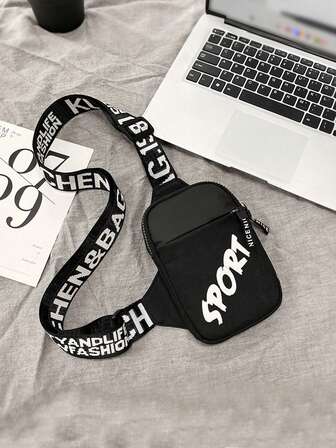 1 Pc Casual Oblique Letter Printing Chest Bag - Embroidered Letter Shoulder Strap Lightweight Messenger Bag Chest Bag, Sports Running Durable Crossbody Bag Bum Bags For Children Outdoor Travel And Daily Use - Perfect Gift Idea