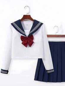 1pc Classic Japanese School Sailor Uniform, Suitable For Cute & Sweet Girls For Photo Shoots/Cosplay, Anime/Manga Characters, Convention Events, Or School-Themed Parties ,Halloween Costume - 彩色 - 查看 7