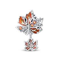 Silver Plated Charm Pinecone Pumpkin Honey Ginkgo Leaves Maple Autumn Series Beads Charm Pendant Ball Suitable For Bracelets DIY Women's Jewelry