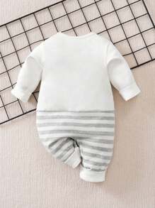 Yierying Baby Letter & Heart Print Long Sleeve Jumpsuit, Autumn/Winter - White - View 2