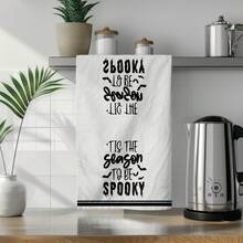 2/4/6/48pcs Ghostly Letter Print Soft Kitchen Towels/Hand Towels, Multi-Purpose, Quick Drying Dish Cloths, Suitable For Kitchen, Celebrations, Weddings, Decorations And More