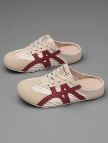 Summer's Popular New Women's Flat Shoes, Retro Perforated Breathable Upper, Mary Jane Casual Shoes, Simple And Cute Flat Casual Shoes, Light And Breathable, One-Step Lace-Up Closed Half-Support Casual Shoes, Versatile, Light And Suitable For Daily Wear, Fashionable And Multi-Functional