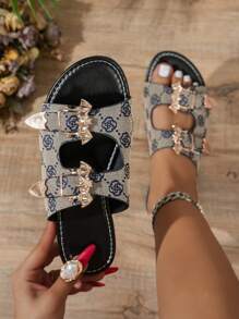 女士时尚平底凉鞋蝙蝠扣休闲百搭户外休闲沙滩凉鞋