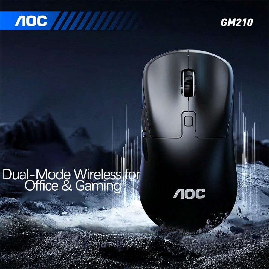 AOC GM210輕音雙模無線滑鼠 藍牙/2.4G雙模一鍵切換 輕量化便攜機身 辦公遊戲全能裝備 黑色 - 黑色 - 查看 1