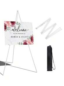 1pc Display Easel Stand, Folding Easels For Display, Portable Tripod Display Easel, White Adjustable Metal Easel For Wedding Sign, Posters, Painting