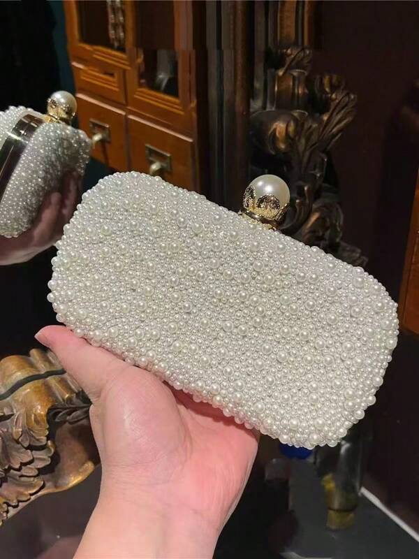حقيبة كلاتش لؤلؤية، حقيبة كتف نسائية مربعة مع إغلاق ناعم، مناسبة للحفلات والزفاف، هدية مثالية للفتيات والسيدات