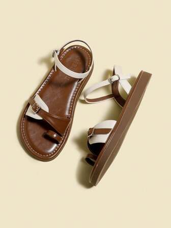 Women's Brown Flat Sandals, Soft Sole Comfortable Versatile Beach Slippers, Simple Bohemian Style Flip Flops