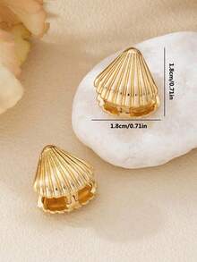 1 Coppia di orecchini a forma di ventaglio apribili con design delicato a conchiglia, nuovi orecchini a forma di capesante, stile da spiaggia e viaggio, ottimo regalo per gli amici - orecchini di conchiglia - Visualizzare 3
