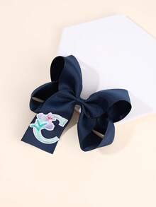 1 pezzo Fermaglio per capelli a fiocco con lettera da A a Z, Molletta per capelli a farfalla di moda, Accessorio per capelli grande e rialzato, Regalo per ragazze e adolescenti - Blu Navy - Visualizzare 7