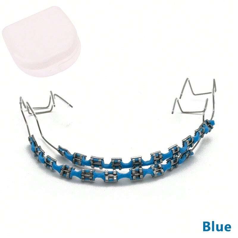 1 Pair Metal Wires Fake Braces With Box, Colorful Brackets For Teeth Temporary, Dental Metal Bracket Orthodontic Ligature Ties