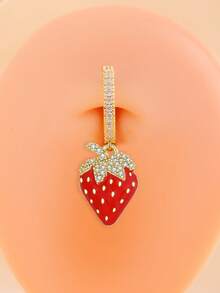 1 件简约乡村风格草莓可爱吊坠肚脐环，性感穿孔首饰，适合女性日常佩戴 - 金黃色 - 查看 10