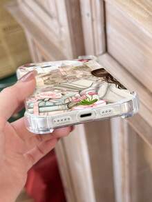 1 chiếc ốp lưng điện thoại trong suốt chống trượt, chống sốc, mềm mại, họa tiết sách thư viện, cô gái uống cà phê, khẩu hiệu, tương thích với iPhone 11/12/13/14/15/16 Pro Max, chống nước, chống rơi, chống trầy xước, phiên bản quốc tế, không phải phiên bản nội địa. - Nhiều màu - Xem 4