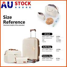 3/5 Piece Suitcase Luggage Carry On Hand Cabin Bag Hard Shell Lightweight Luggage With TSA Lock,The Travel Suitcase With Spinner Wheels Included 1pcs Travel Bag And 1pcs Toiletry Bag (Beige White/Black, 20/24/28 Inch Luggage Set),Ideal For Holiday - 米色 - 查看 2