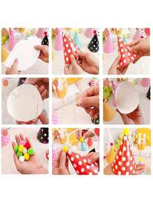 Set de 11 piezas de sombreros de fiesta de cumpleaños para bebé - Sombreros cónicos lindos, coronas y bolas de burbujas esponjosas para cumpleaños de bebé, baby shower, celebración del primer mes, revelación de género, suministros y decoraciones para fiestas infantiles - Multicolor - Ver 3