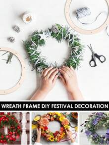 1 Stück Holzkranz Rahmen mit vorgefertigten Löchern, vielseitig verwendbarer unbehandelter Holzkranz zum Erstellen schöner Blumenarrangements, Heimdekoration, Weihnachts- und Osterbasteleien, Weihnachtsdekoration, Raumdekoration Winter