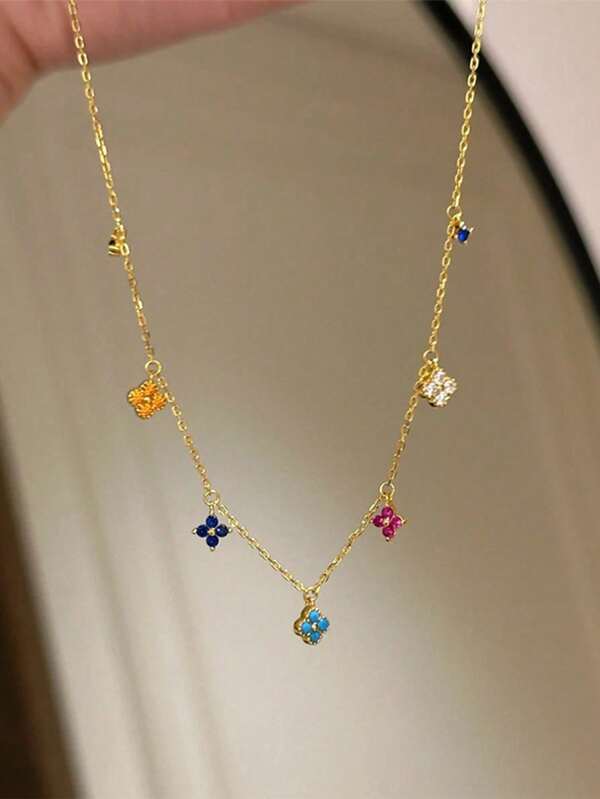 Newsoul 1 Stück exquisite Zirkonia Quasten Halskette, Damenschmuck Geschenke für Frauen, 925er Sterling Silber elegante Quasten Halskette, hochwertiger Schmuck für Party, Abschlussball, Geschenk für tägliche Dekoration