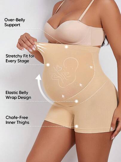 1 件孕妇短裤，全面板支撑，柔软弹力面料，透气孕妇短裤，适合所有阶段，休闲、睡眠、日常穿着，加大码