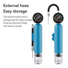 1 pieza Inflador con manómetro de presión de aire, inflador de baloncesto, inflador de aros de natación de plástico, herramienta portátil para inflar pelotas