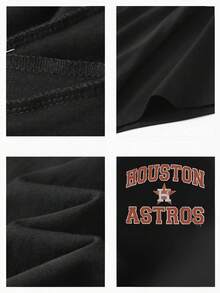 Hombres Camisetas Cuello redondo Estampado digital Verano Logotipo de Houston Astros simple Adecuado Fiesta Deportes Aficionados profesionales - Negro - Ver 3