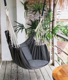 Hammock Chair Hanging Hammock Chair Rope Swing 2 Cushions Included-Sturdy & Durable Soft Cotton Hand Woven Hammock Swing For Bedroom, Porch, Patio-Indoor/Outdoor - Beige - View 2