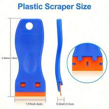 1PC Plastic Scraper+10PC Plastic Blade Set, Replaceable Scraper, Suitable For Car Film Application Tools, Small Cleaning Scraper Blades, Glass Cleaning, Snow Removal, Glue Removal, Dirt Removal, Multiple Uses - Màu xanh lam - Xem 5