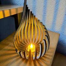 Yogle Large-Sized Reading Decorative Candle Holder, Personalized And Creative Lotus-Shaped Decorative Tea Lamp, Bedside Flame Decorative Gift, Decorations For Mother's Day And Father's Day, Gifts For Friends, Decorations For Solo Gatherings, Simple Bohemian Style Wooden Decorative Tray.