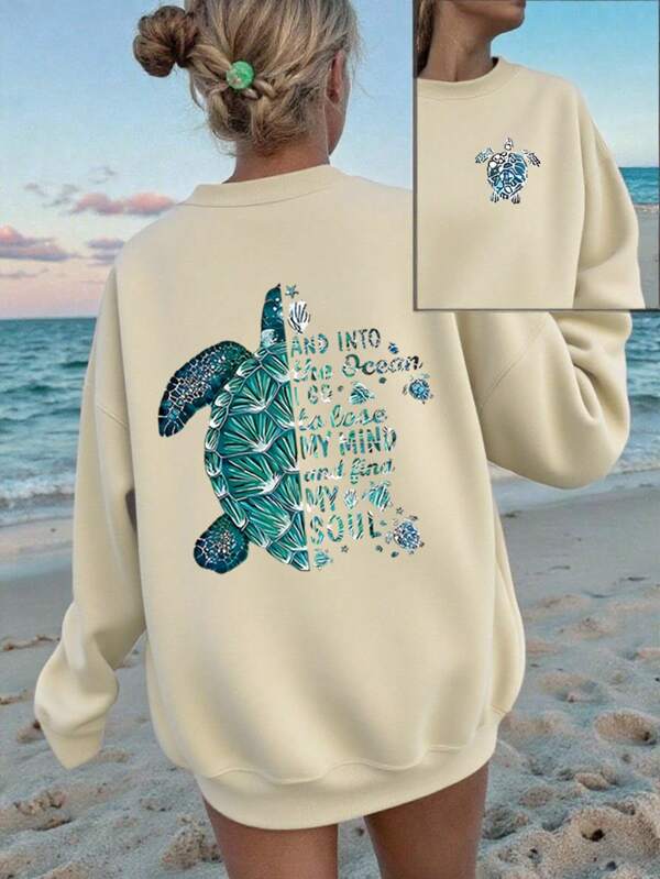 Tween Girl Casual Graphic Print Crew Neck Long Sleeve Sweatshirt, Autumn/Winter