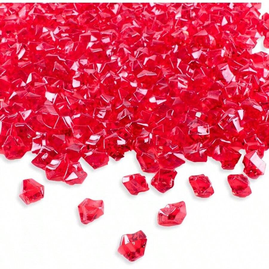 2025Super Z Outlet 120 Pack Acrylic Color Ice Rock Crystals Treasure Gems For Table Scatters, Home Vase Fillers, Event, Wedding, Arts & Crafts, Birthday Decoration Favor (1" Inch)(Apple Green) - 紅色 - 查看 1