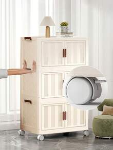 40厘米/15.8英寸宽五层可拆卸折叠储物盒，衣柜整理架/卧室衣柜/便携式衣柜，无需安装，可堆叠存放婴儿衣物/玩具/书籍/零食/杂物，客厅/卧室/厨房塑料储物柜 - 彩色 - 查看 6