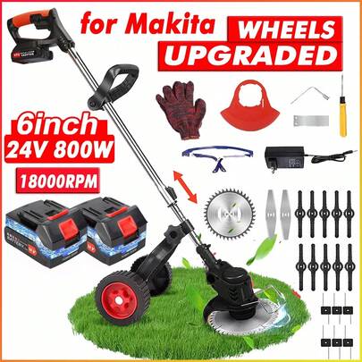 Electric We Ed Wacker Cordless On Wheel, Lightweight We Ed Eater Battery Powered 4000mAh 24V, 3 In 1 Lawn Edger We Ed Trimmer Brush Cutter Mower, No String Grass Trimmer Wheel Yard Garden Tool