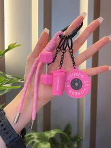 Fitness Keychain Gym Lover Barbell Key Chain Weightlifting Keyring Silicone Weight Plate Gym Gifts Workout Gifts Bag Charm Backpack Charm Car Accessories For Women Keychain For Bag - Multicolor - View 6