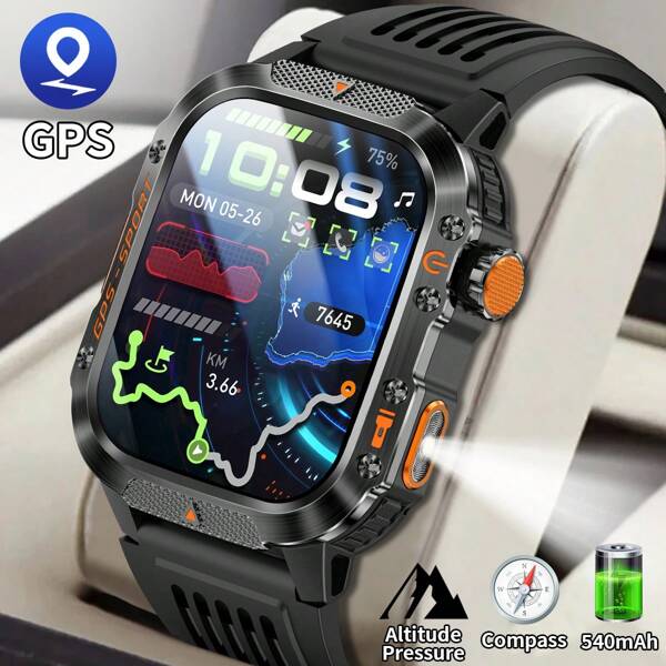 SIMSONLAB 2025 New Sturdy 2.01" HD Large Screen Bluetooth Call Smart Watch For Men, With GPS Trajectory, 540mAh Large Battery, 400+Dial, Heart Rate Sleep Monitor Smartwatch Sport Tracker For Android IOS, Best Gift For Sport's Men