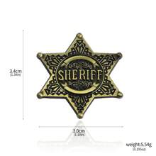 1 件警长徽章儿童和成人金属警长徽章西部背心徽章副警长徽章牛仔派对装饰金属徽章 - 彩色 - 查看 16