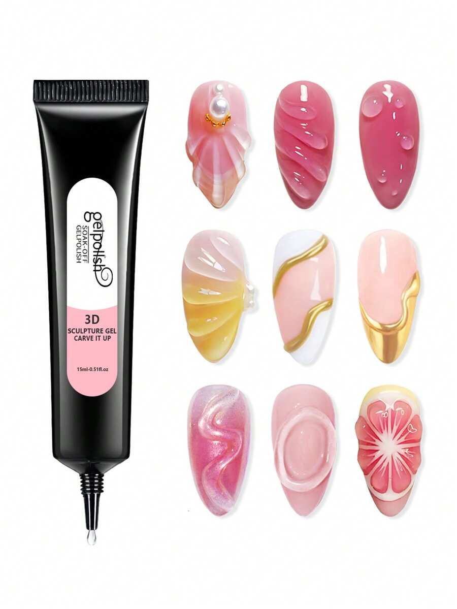 3D 15ML SCULPTURE GEL For Nails, Super Strong Gel For Nail Charm 3D Nails Bling Gel For Decoration Gem Nail Art Jewel Diamonds Cured Need UV/LED Beauty Gift