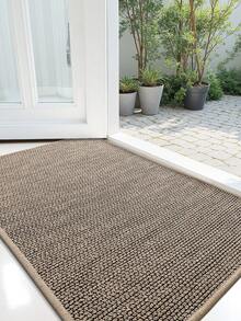 1件灰色/卡其色条纹几何复古编织门垫，室内外通用，易于清洁，适用于露台、室内、室外、走廊、花园装饰，加厚绒面材质，也可用于浴室、厨房等场所。 - 卡其色 - 查看 2