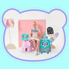 Unicorn Roller Backpack With Wheels Set For Elementary Students Carry On Luggage Bookbag With Roller For Girls Kids - Green - View 6